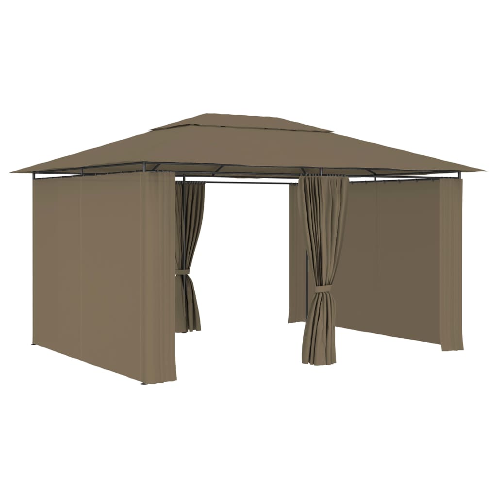 Gartenzelt mit Vorhängen 4x3 m Taupe 180 g/m²