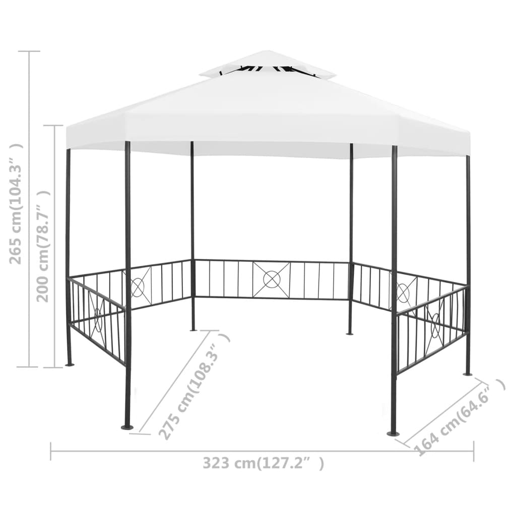 Gartenpavillon 323x275x265 cm Weiß 180 g/m²