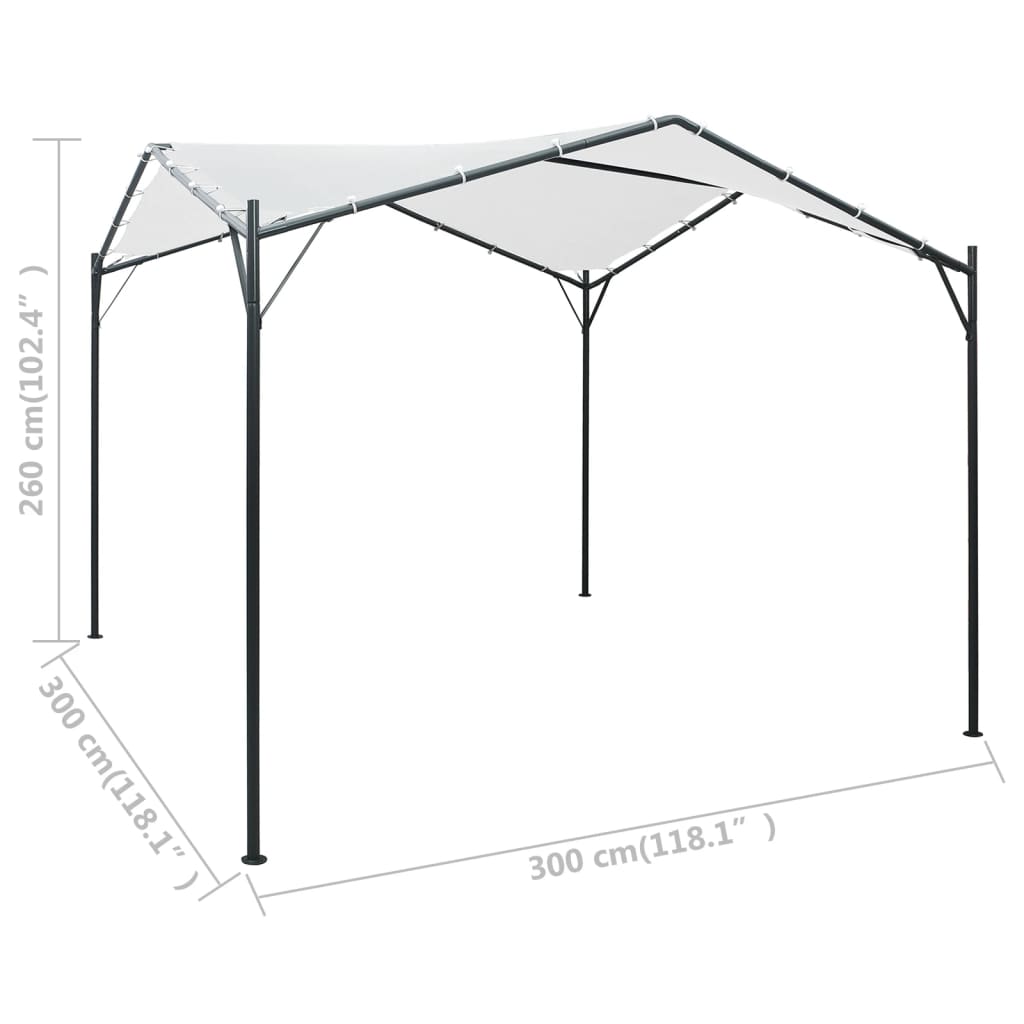 Pavillon 3x3x2,6 m Weiß 180 g/m²