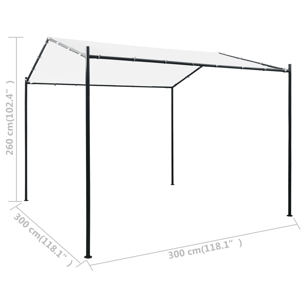 Pavillon 3x3x2,6 m Weiß 180 g/m²