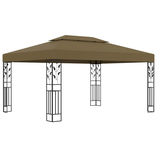 Pavillon mit Doppeldach 3x4 m Taupe 180 g/m²