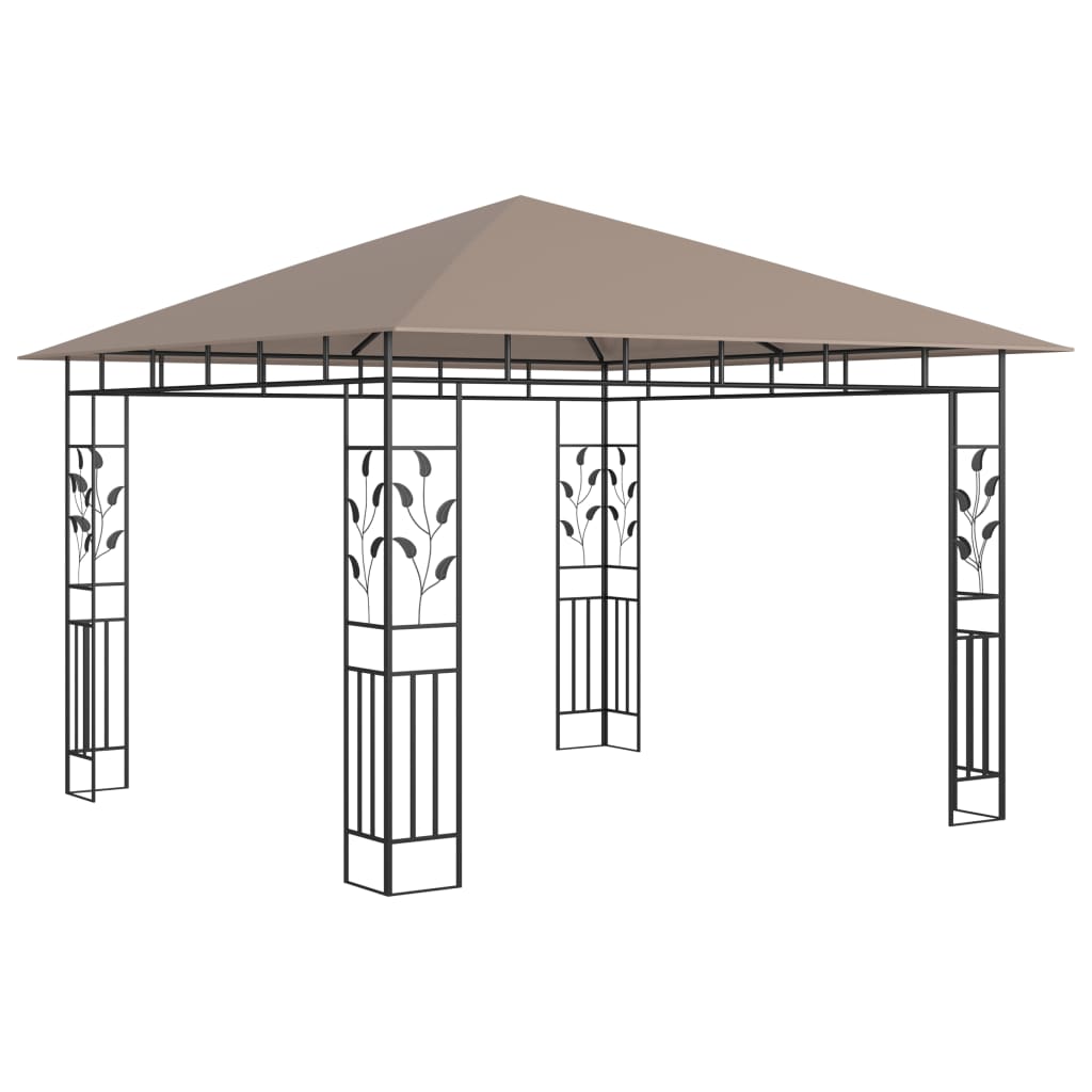 Pavillon mit Moskitonetz 3x3x2,73 m Taupe 180 g/m²