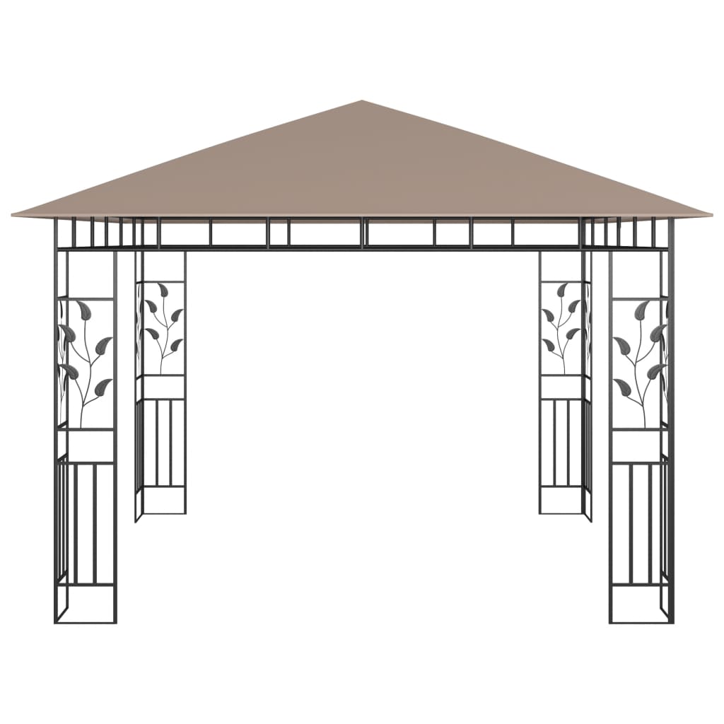 Pavillon mit Moskitonetz 3x3x2,73 m Taupe 180 g/m²