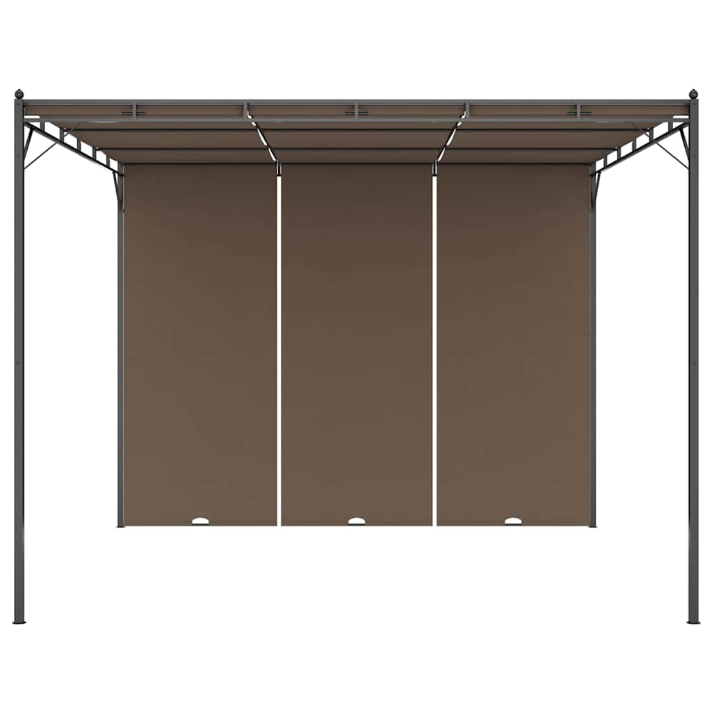 Gartenpavillon mit Seitenvorhang 3x3x2,25 m Taupe