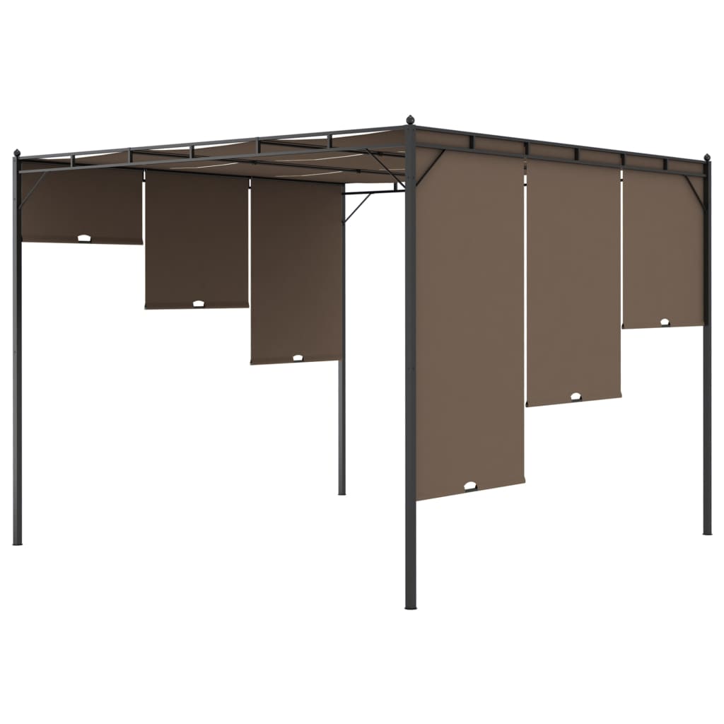 Gartenpavillon mit Seitenvorhang 3x3x2,25 m Taupe