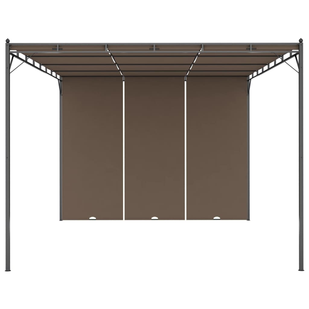 Gartenpavillon mit Seitenvorhang 4x3x2,25 m Taupe