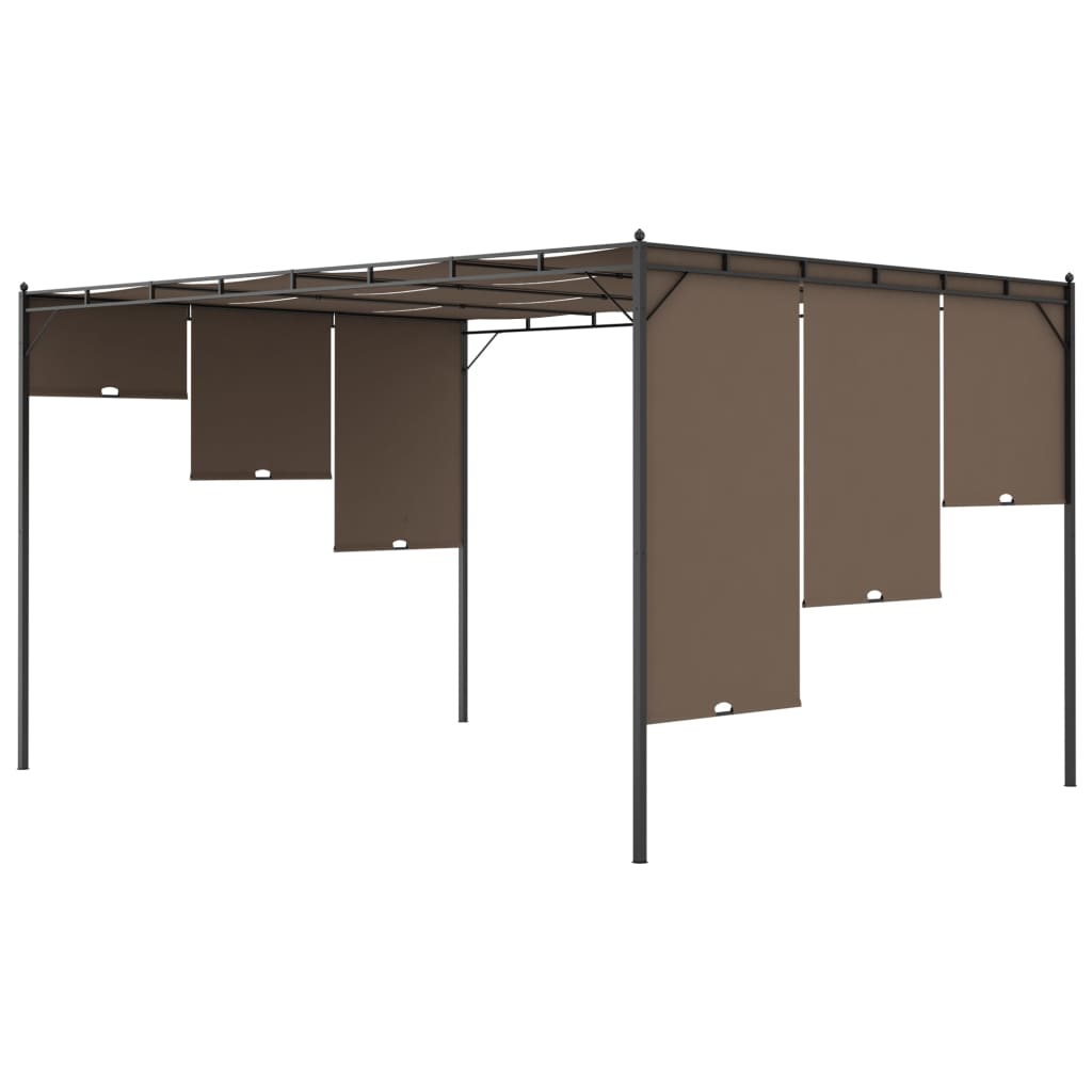 Gartenpavillon mit Seitenvorhang 4x3x2,25 m Taupe