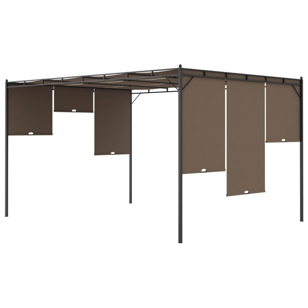 Gartenpavillon mit Seitenvorhang 4x3x2,25 m Taupe