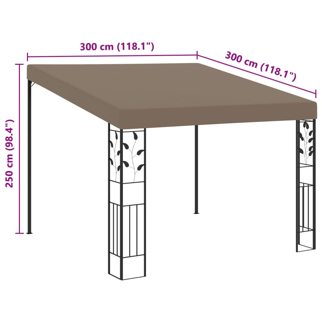 Wand-Pavillon 3x3x2,5 m Taupe