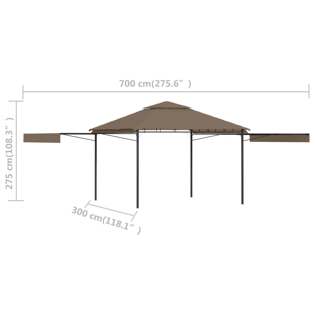 Pavillon mit Doppelt Erweiterten Dächern 3x3x2,75 cm 180 g/m²