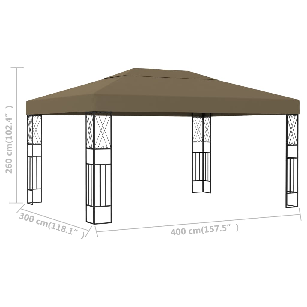 Pavillon 3x4 m Taupe Stoff