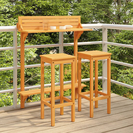 3-tlg. Balkon-Bar-Set Massivholz Akazie
