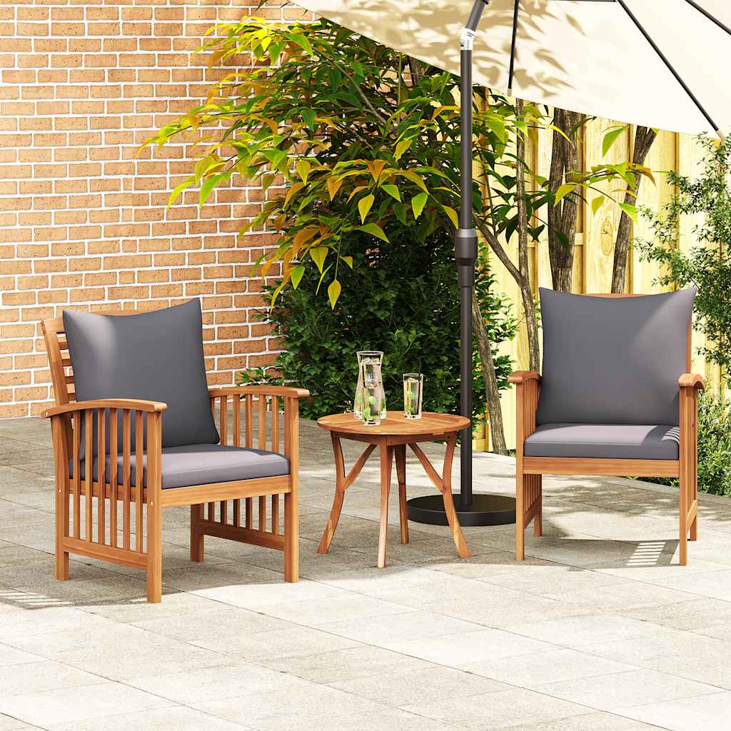 Gartenstühle mit Kissen 2 Stk. Akazie Massivholz