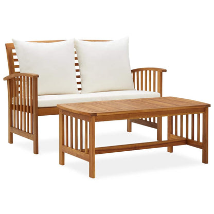 2-tlg. Garten-Lounge-Set mit Kissen Massivholz Akazie