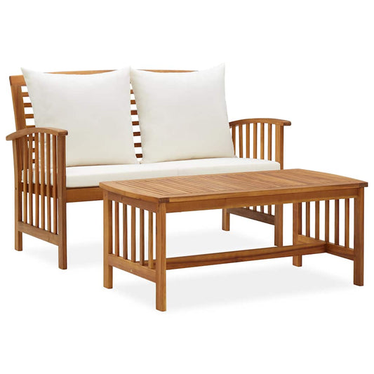 2-tlg. Garten-Lounge-Set mit Kissen Massivholz Akazie