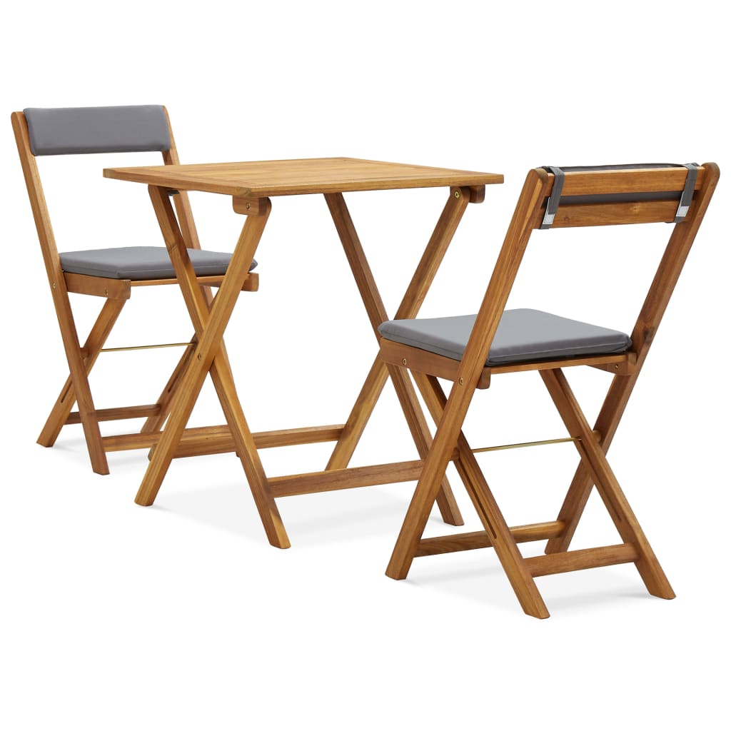 Gartenmöbel Sets | Faltbar 2 pcs Dunkelgraue Kissen Warmes Holz