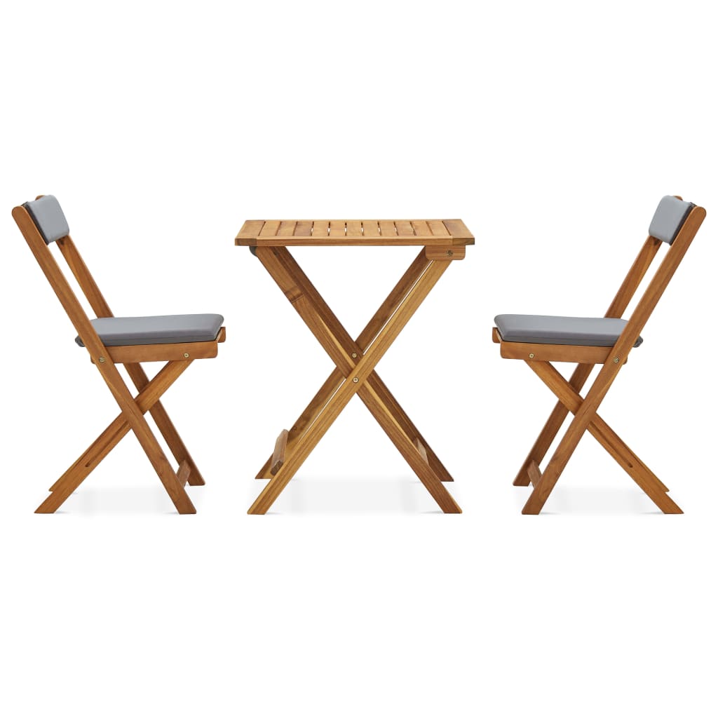 Gartenmöbel Sets | Faltbar 2 pcs Dunkelgraue Kissen Warmes Holz