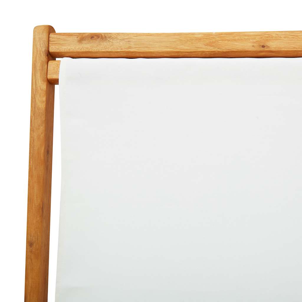 Klappstuhl aus Eukalyptusholz und cremeweißem Stoff