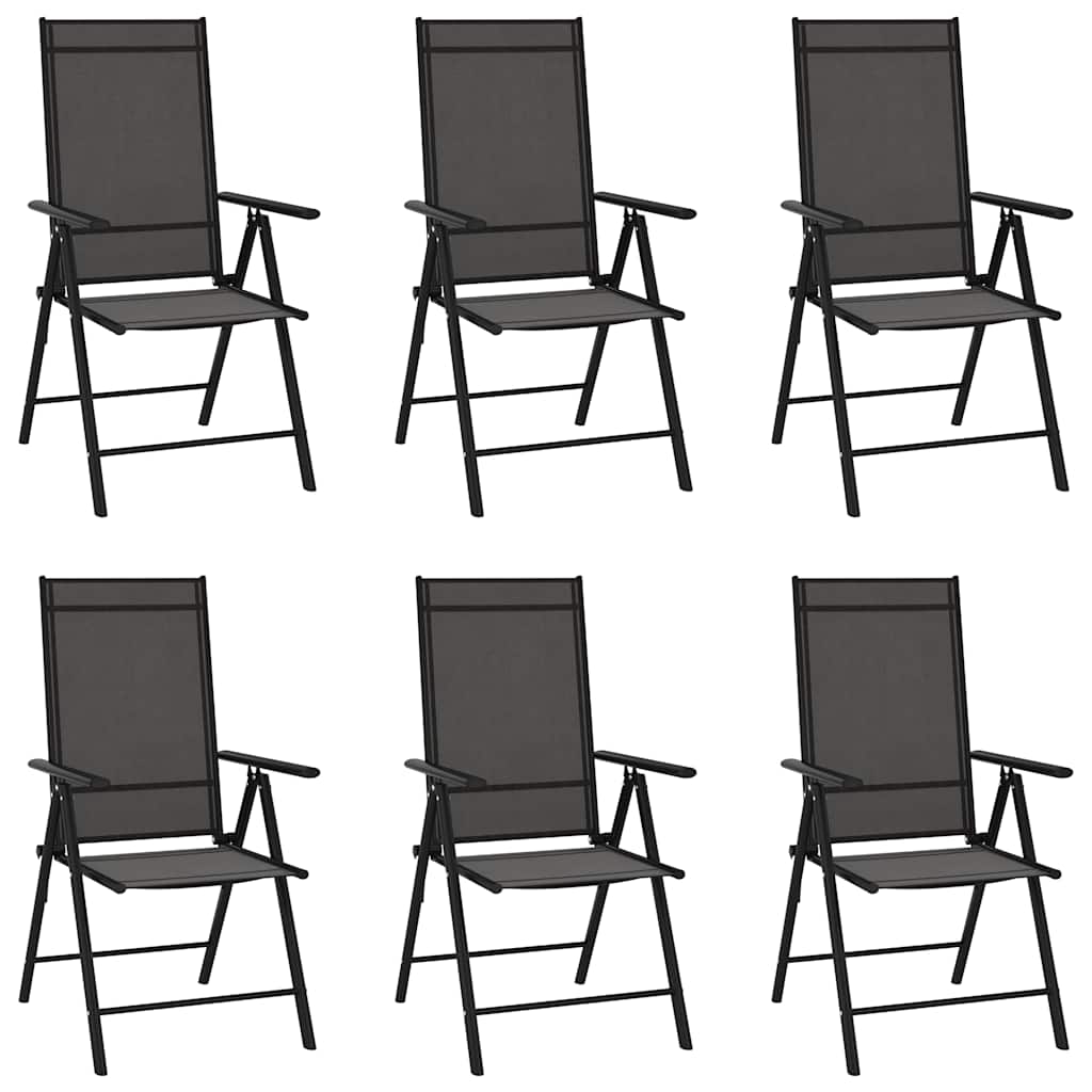 Klappstühle, 6 Stück, Textilene, Schwarz