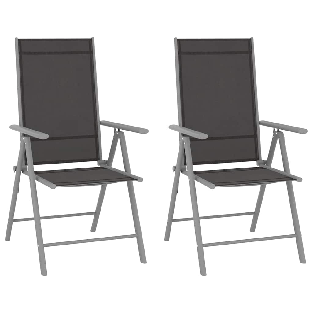 Klappstühle, 2 Stück, Textilene, Schwarz