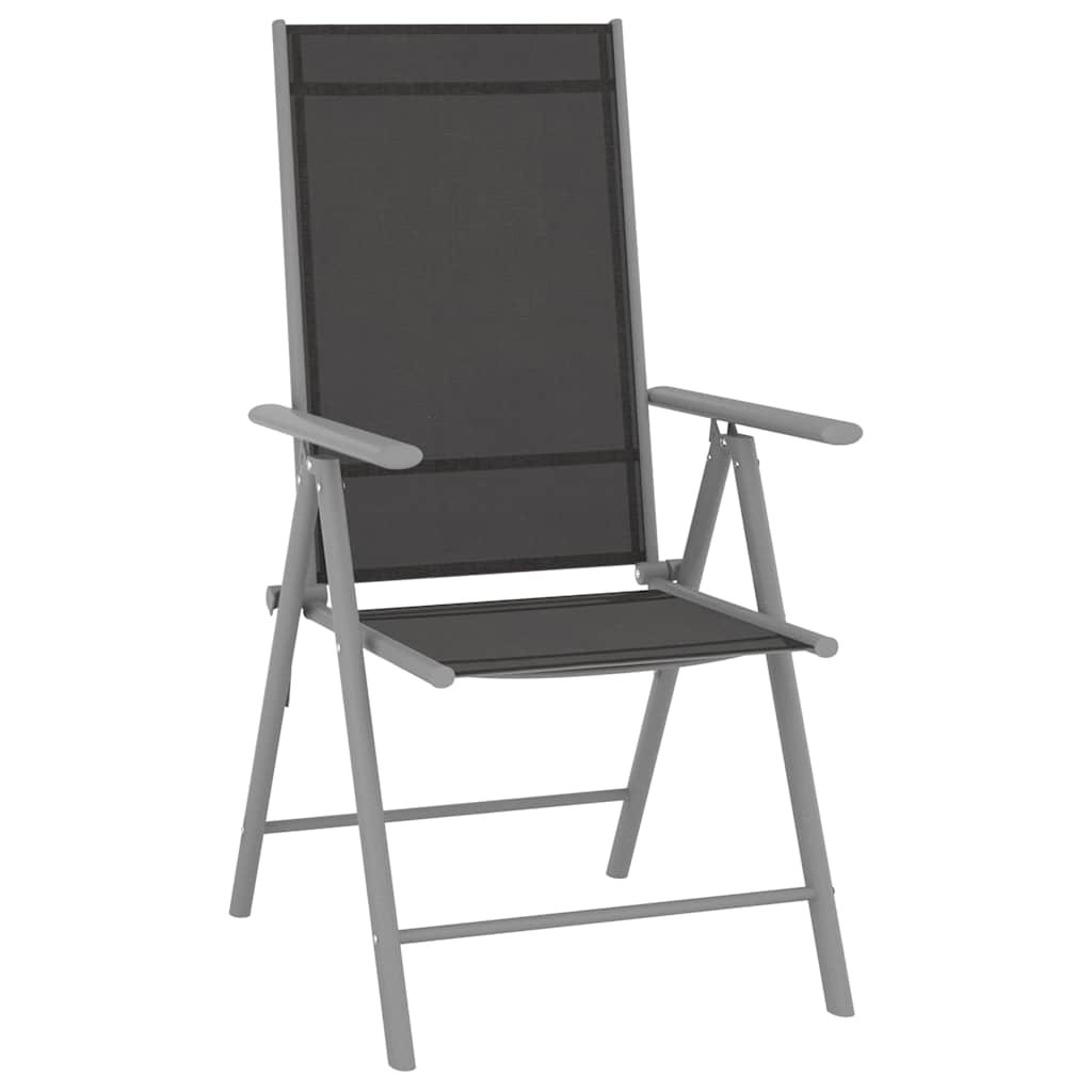 Klappstühle, 2 Stück, Textilene, Schwarz
