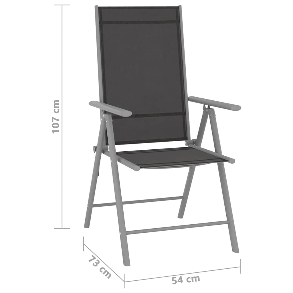 Klappstühle, 2 Stück, Textilene, Schwarz