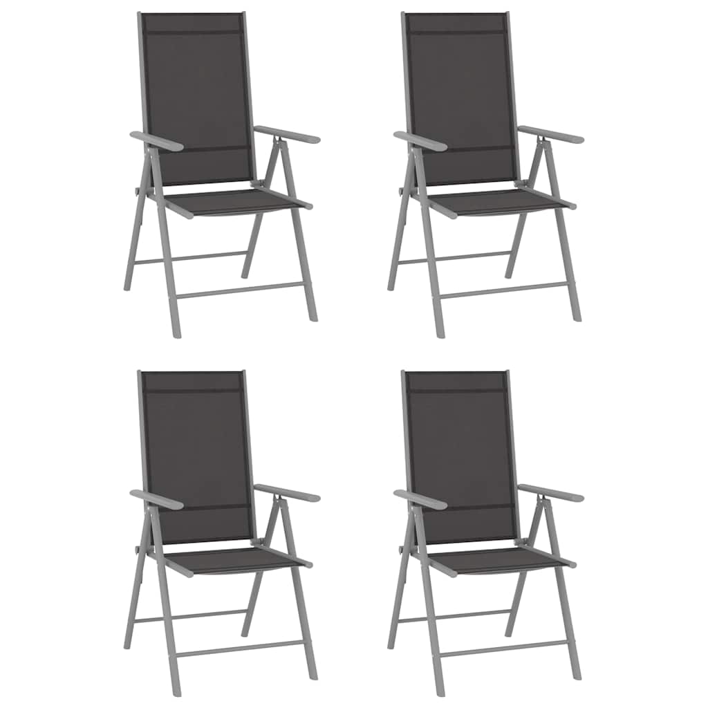 Klappstühle, 4 Stück, Textilene, Schwarz