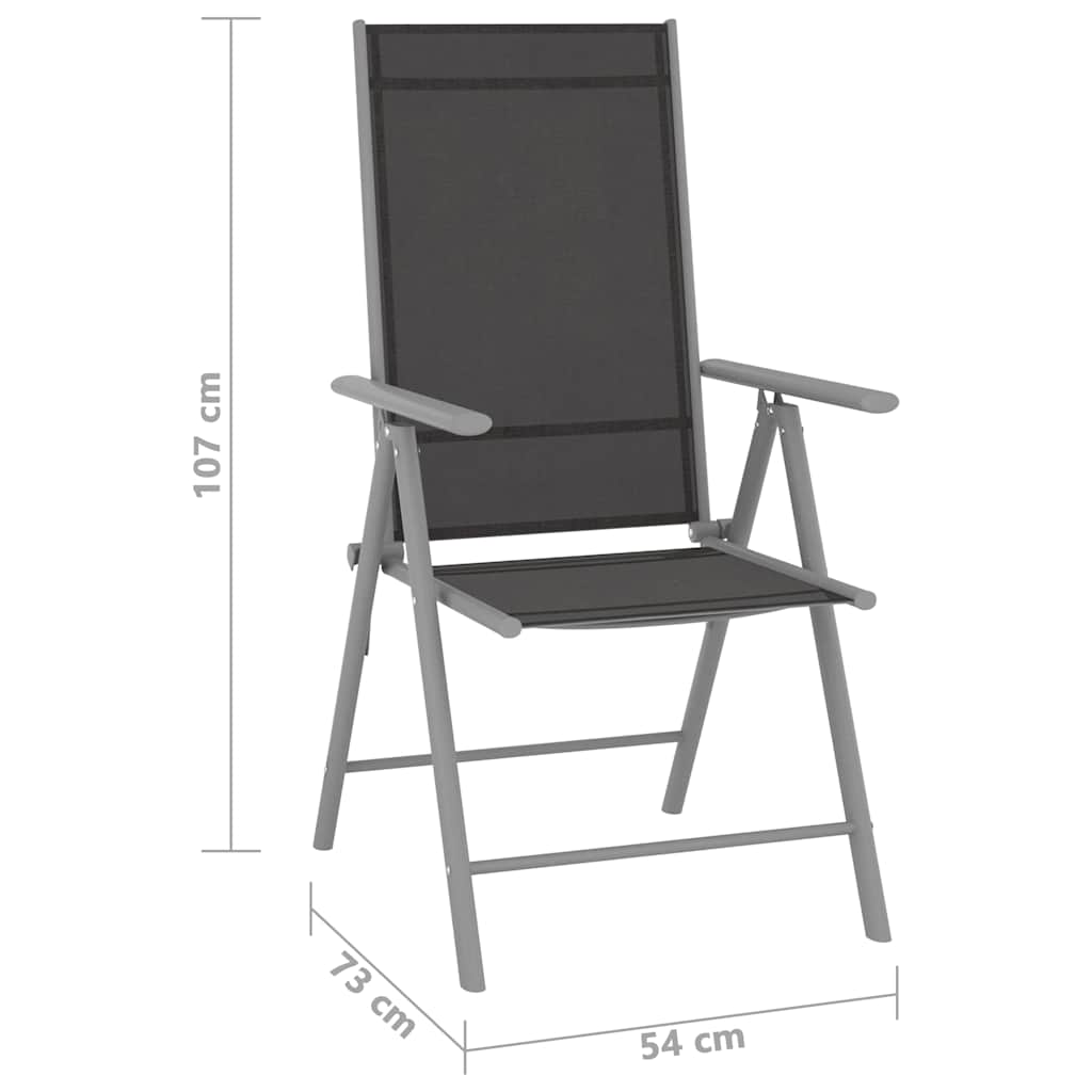 Klappstühle, 4 Stück, Textilene, Schwarz