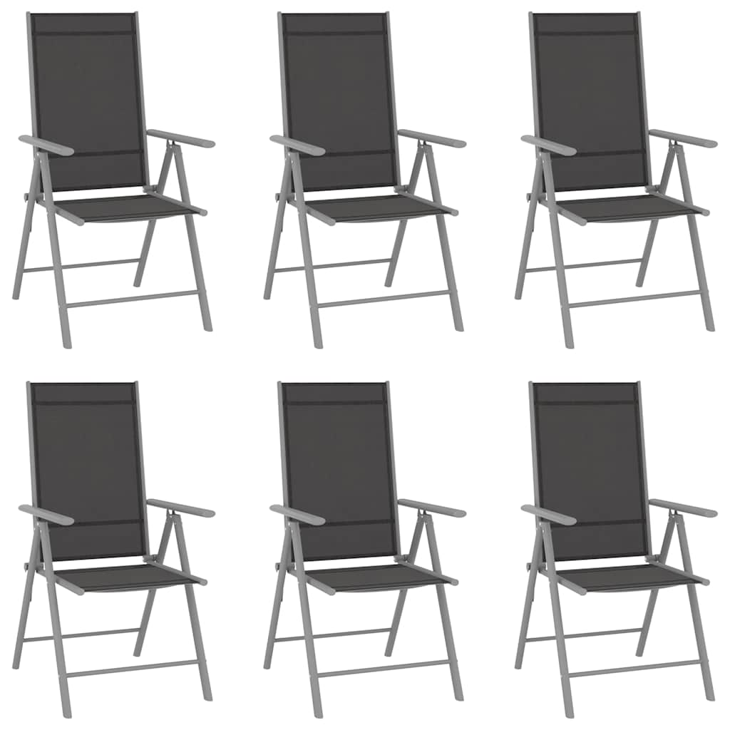 Klappstühle, 6 Stück, Textilene, Schwarz