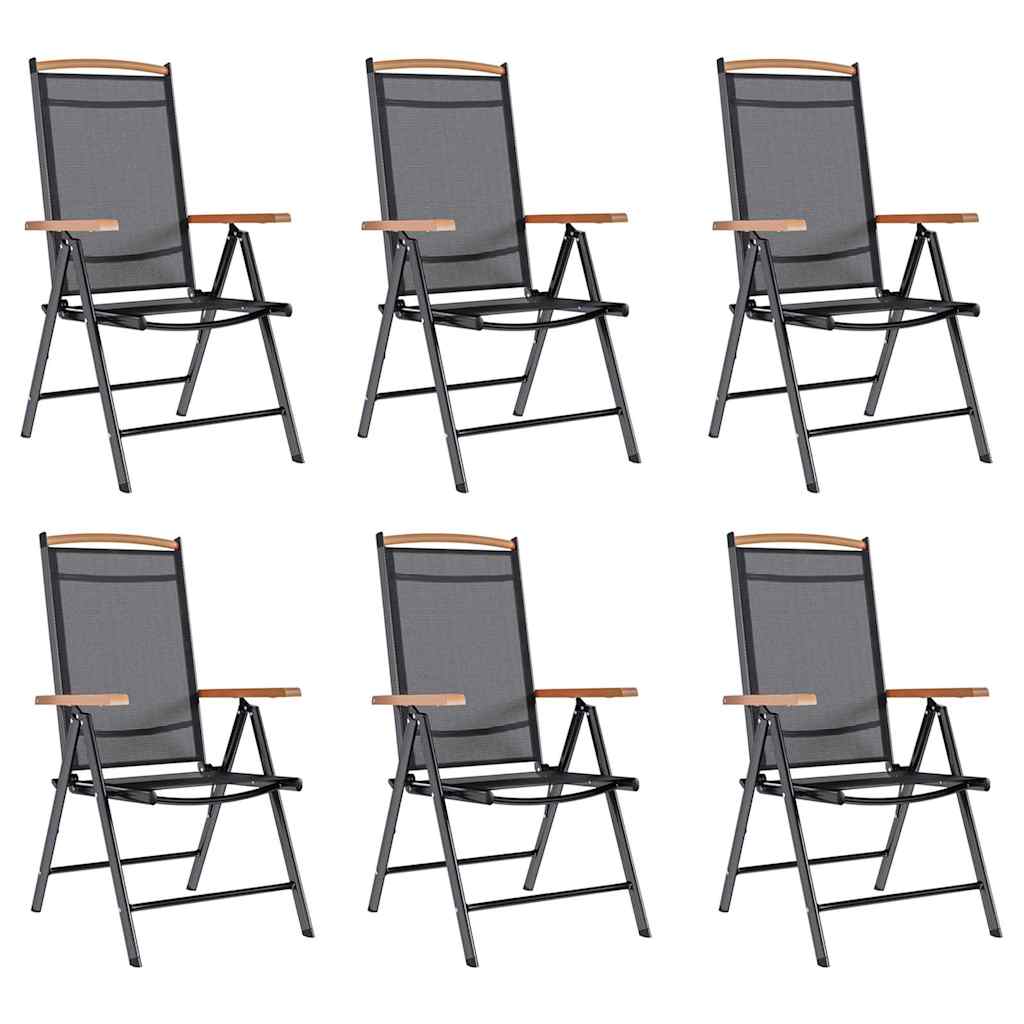 Klappstühle, 6 Stück, Textilene, Schwarz