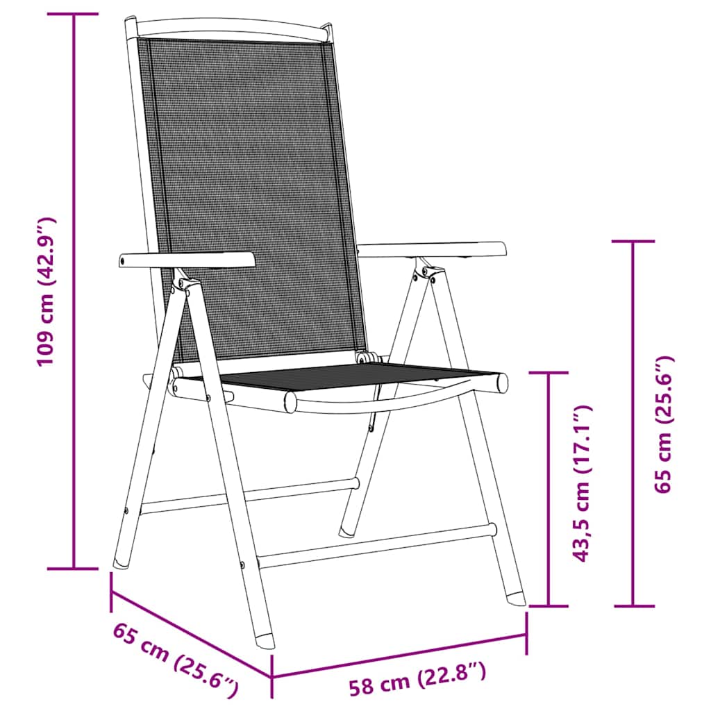 Klappstühle, 6 Stück, Textilene, Schwarz