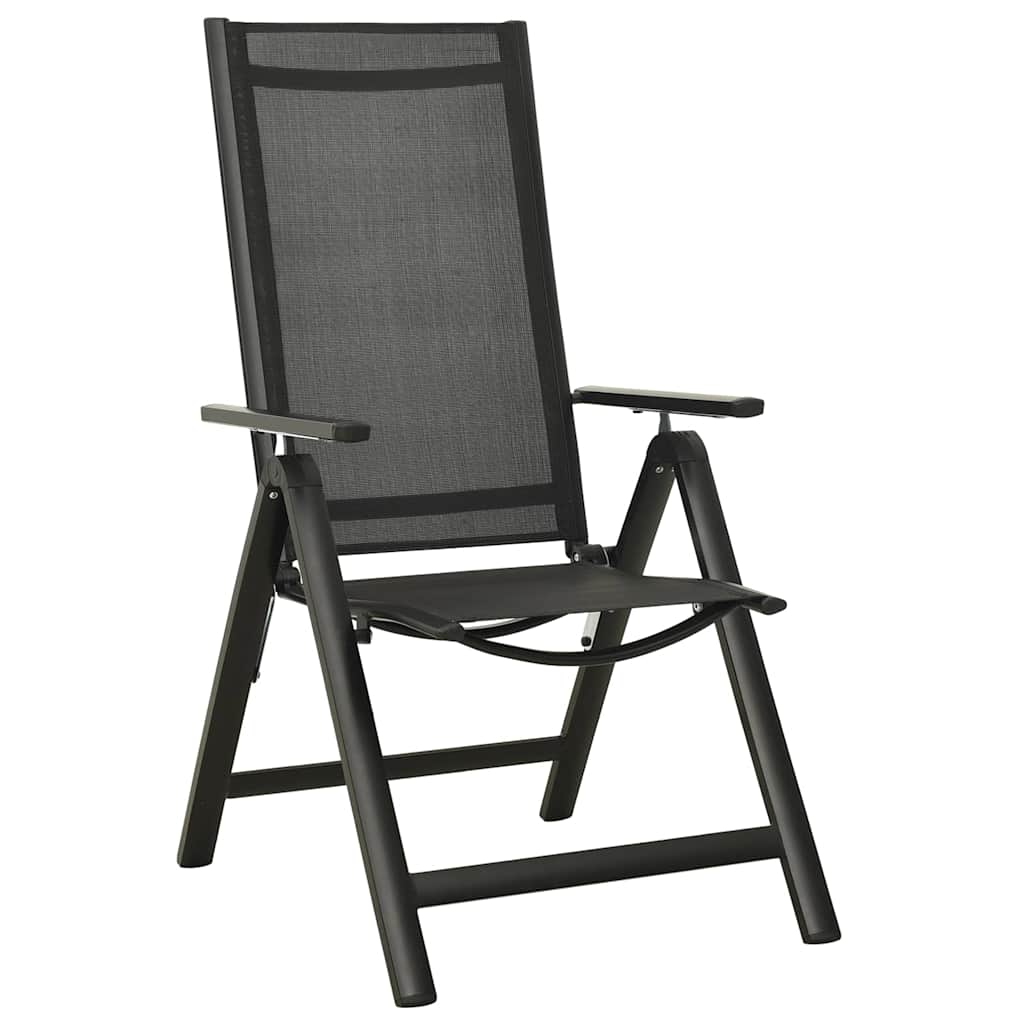 Klappstühle, 2 Stück, Textilene und Aluminium, Schwarz