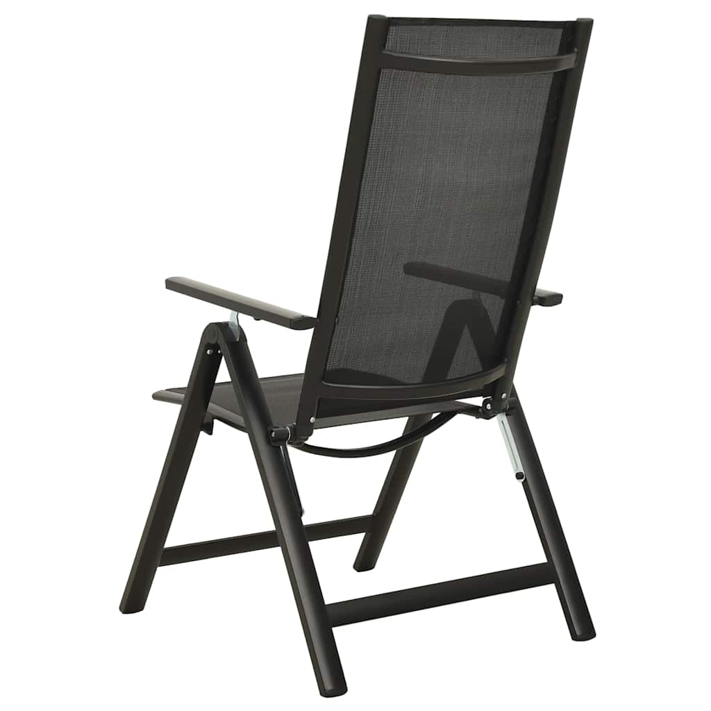 Klappstühle, 2 Stück, Textilene und Aluminium, Schwarz