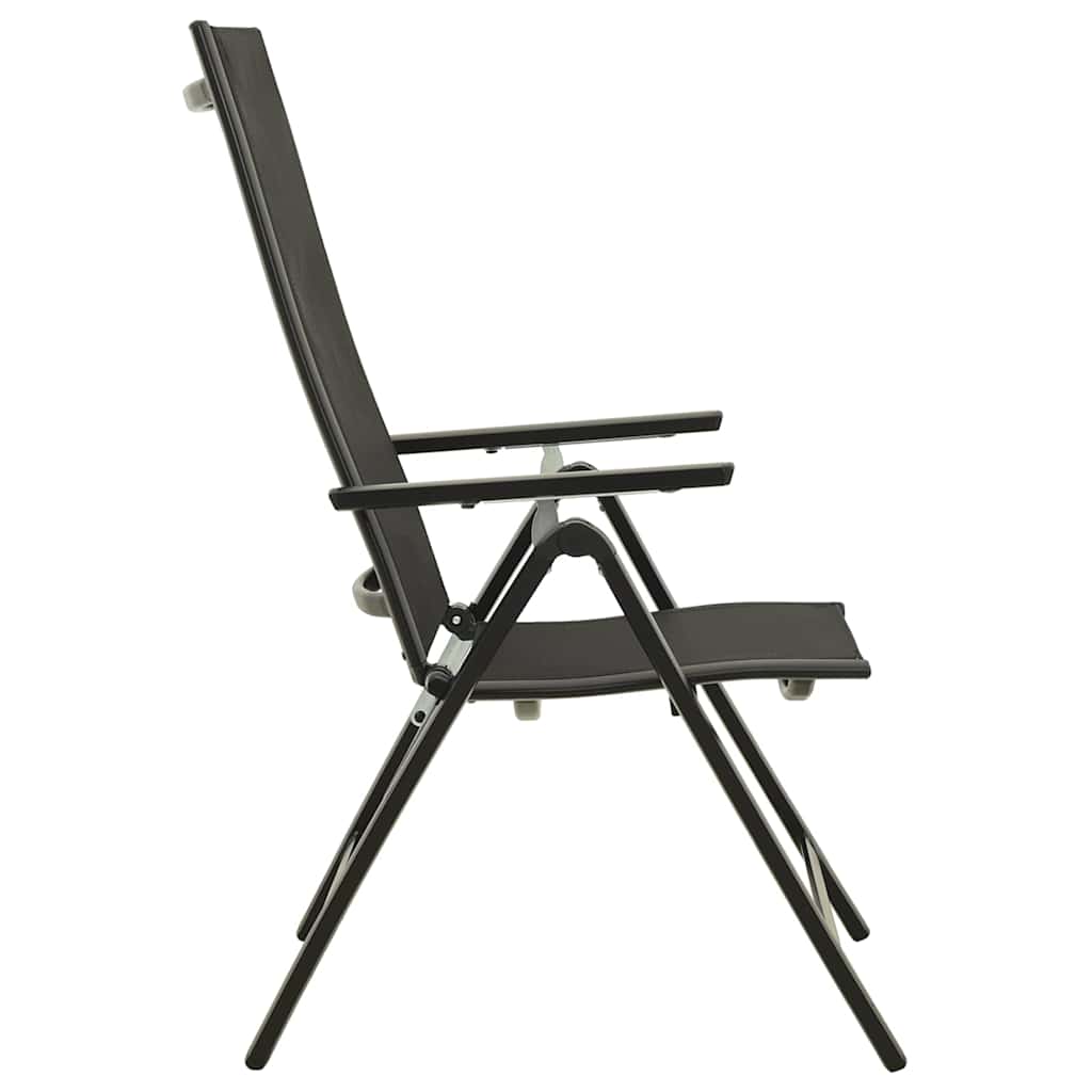 Klappstühle, 2 Stück, Textilene und Aluminium, Schwarz
