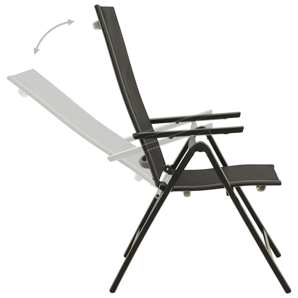 Klappstühle, 2 Stück, Textilene und Aluminium, Schwarz