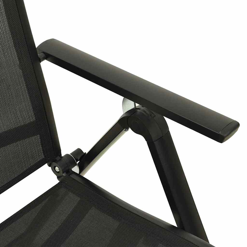 Klappstühle, 2 Stück, Textilene und Aluminium, Schwarz