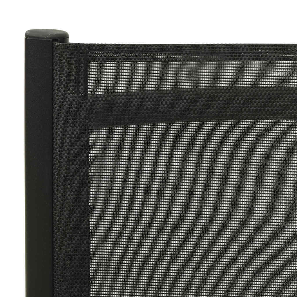 Klappstühle, 2 Stück, Textilene und Aluminium, Schwarz