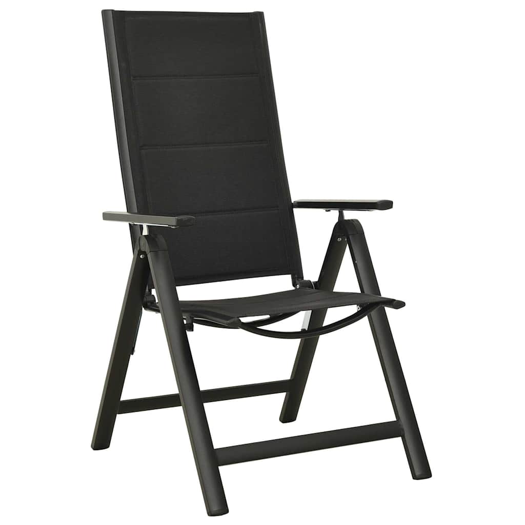 Klappstühle, 2 Stück, Textilene und Aluminium, Schwarz