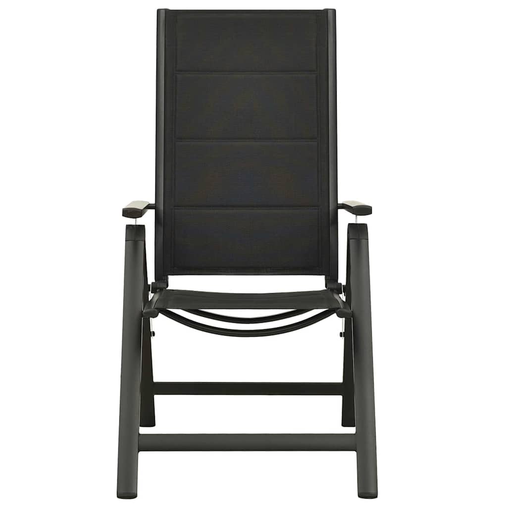 Klappstühle, 2 Stück, Textilene und Aluminium, Schwarz