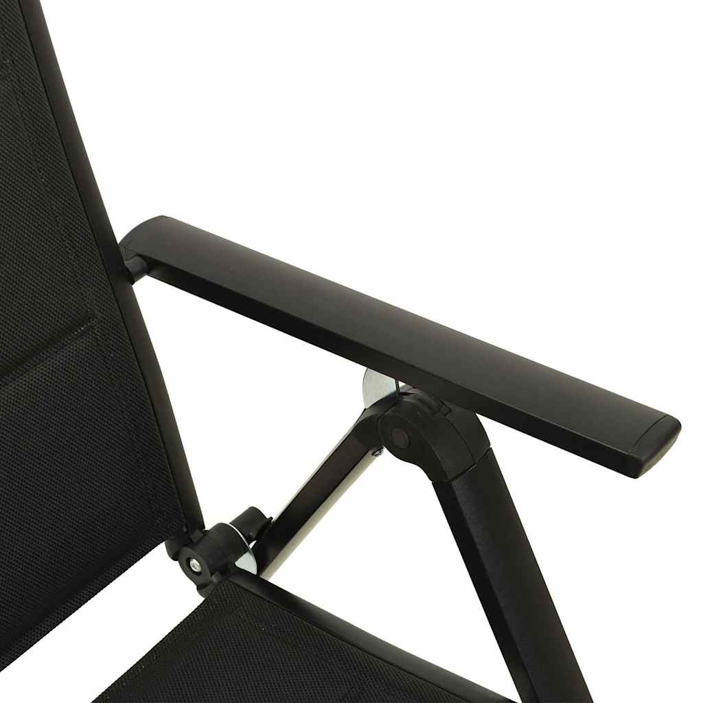 Klappstühle, 2 Stück, Textilene und Aluminium, Schwarz