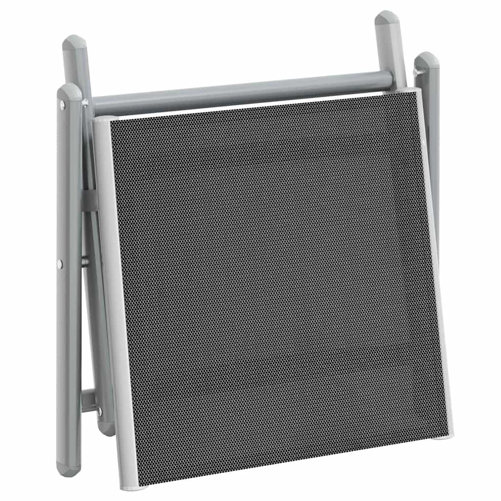 Klappbare Fußstütze Schwarz und Silbern Textilene und Aluminium