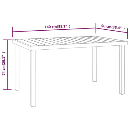 Gartentisch Schwarz 140x90x74 cm Aluminium und WPC