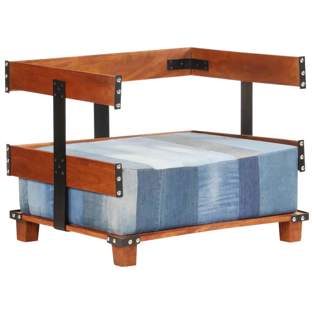 Sessel 80x67x62 cm Jeansstoff und Mango-Massivholz