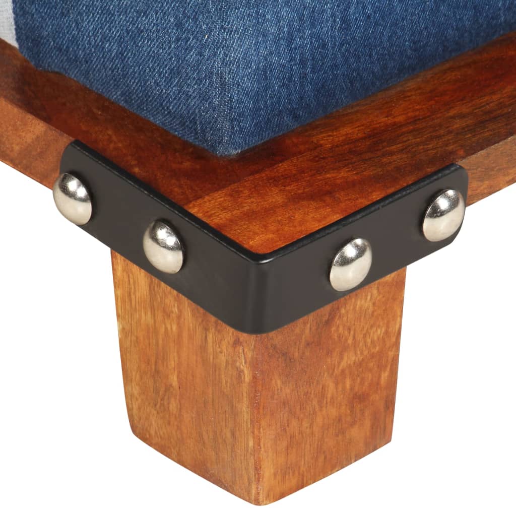 Sessel 80x67x62 cm Jeansstoff und Mango-Massivholz