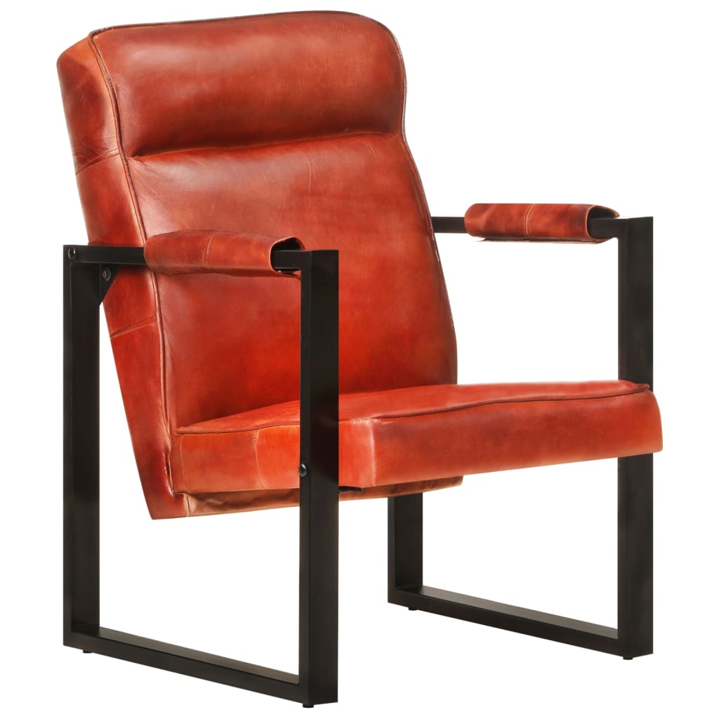 Sessel 60x75x90 cm Dunkelbraun Echtes Ziegenleder