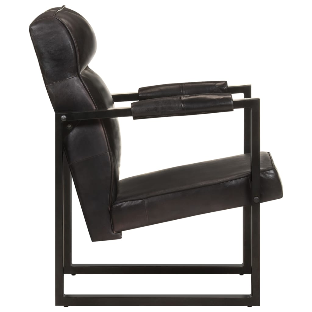 Sessel 60x75x90 cm Schwarz Echtes Ziegenleder