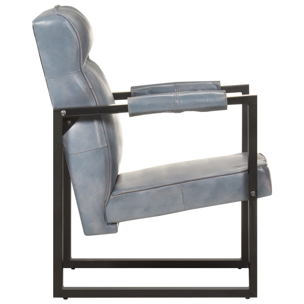 Sessel 60x75x90 cm Grau Echtes Ziegenleder