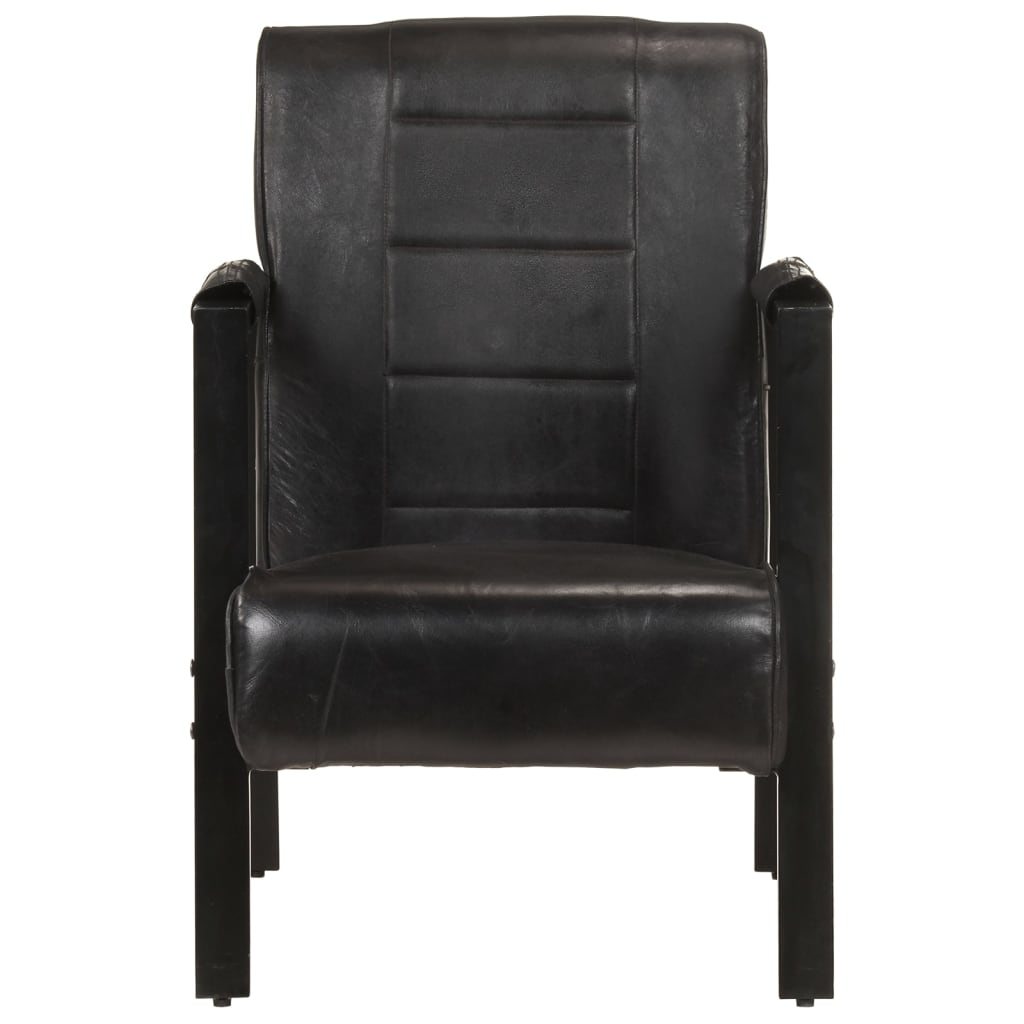 Sessel 60x80x87 cm Schwarz Echtes Ziegenleder