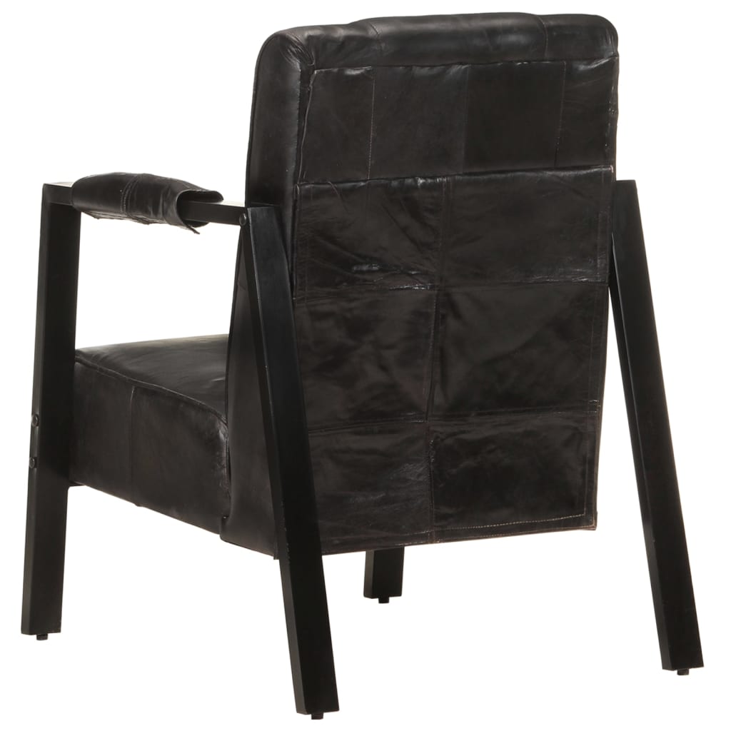 Sessel 60x80x87 cm Schwarz Echtes Ziegenleder