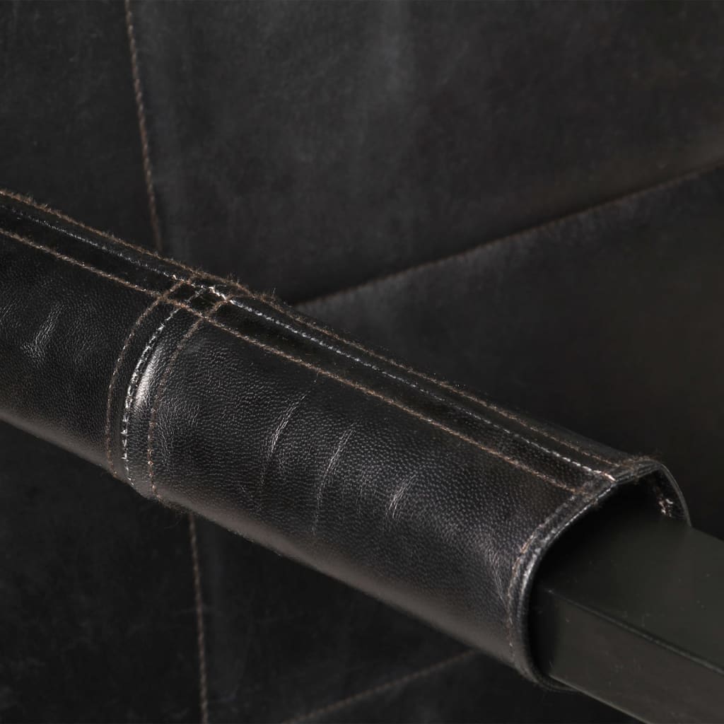 Sessel 60x80x87 cm Schwarz Echtes Ziegenleder